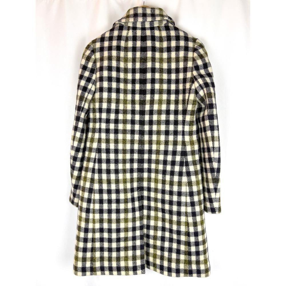 J.Crew Women Wool Buffalo Check Plaid Double Breasted Gold Button Coat Black - Picture 3 of 15